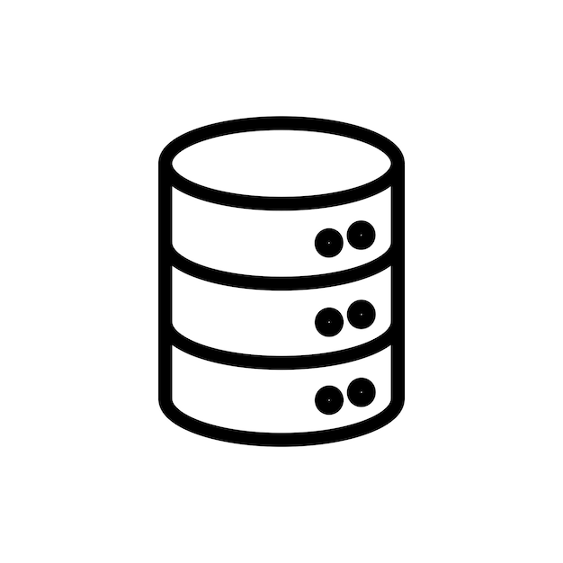 Database-Icon-Set Zylinder-Server-Daten-Speicher-Vektor-Symbol hdd-Cloud-Datenbank-Piktogramm in schwarzem gefülltem und umrissenen Stil