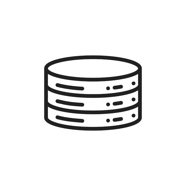 Database-Icon-Set Zylinder-Server-Daten-Speicher-Vektor-Symbol hdd-Cloud-Datenbank-Piktogramm in schwarzem gefülltem und umrissenen Stil