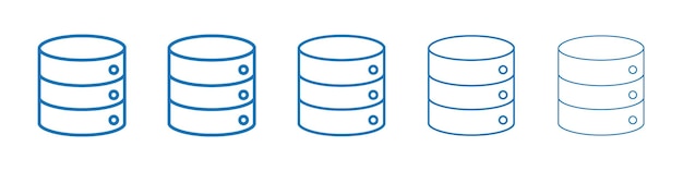 Database-Icon-Symbolensammlung mit dünnem Umriss