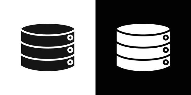 Database-Symbolsatz mit flachen Zeilen