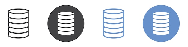 Database-Symbolsatz mit flachen Zeilen