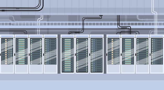 Vektor datacenter hosting-server-datenbank für technische räume