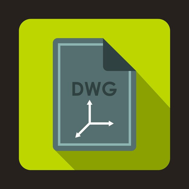 Datei-DWG-Symbol im flachen Stil mit langem Schatten Dokumenttypsymbol