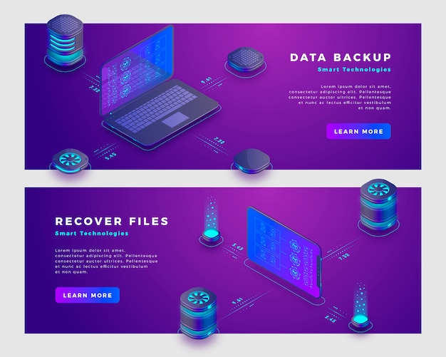 Dateien wiederherstellen und datensicherung konzept banner vorlage.
