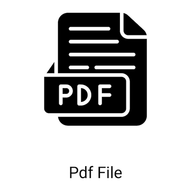 Dateiformat PDF-Datei Glyph-Symbol auf weißem Hintergrund isoliert