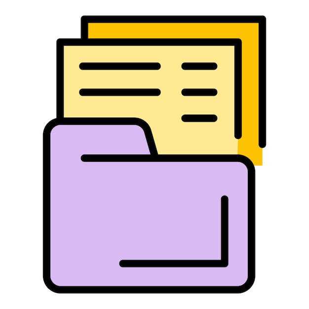 Dateiordner-Symbol-Umrissvektor Dokument organisieren Web-Papierfarbe flach