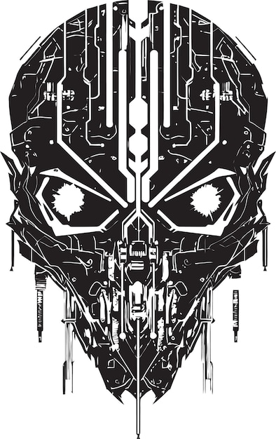 Vektor daten daemon schädel vektor emblem ghost in the grid cyberpunk symbol