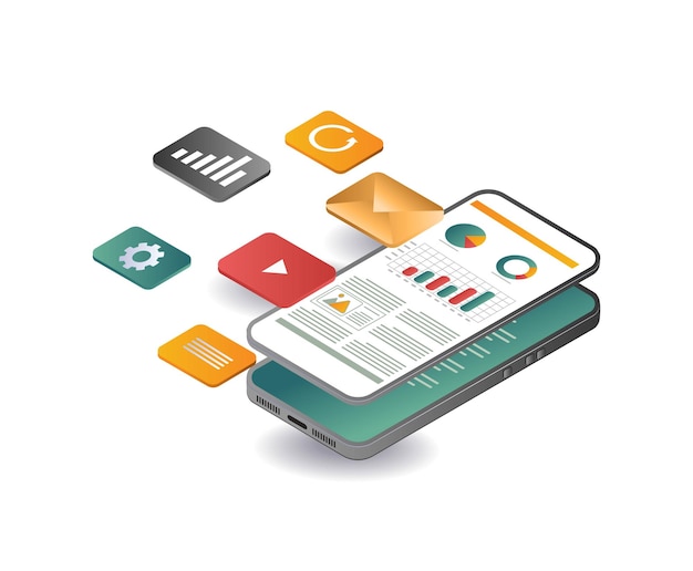 Datenanalyse Anwendung Smartphone-Technologie Konzeptveranschaulichung