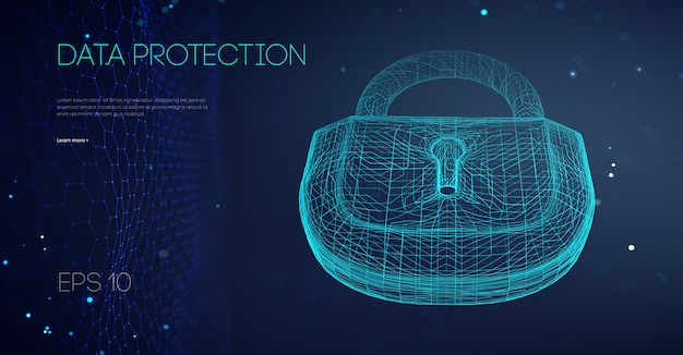 Datenschutz binärsperre. it-support-vektor-illustration. sicheres verbindungsnetzwerk und kontokontrolle für datensicherheit. vektorabbildung env 10.
