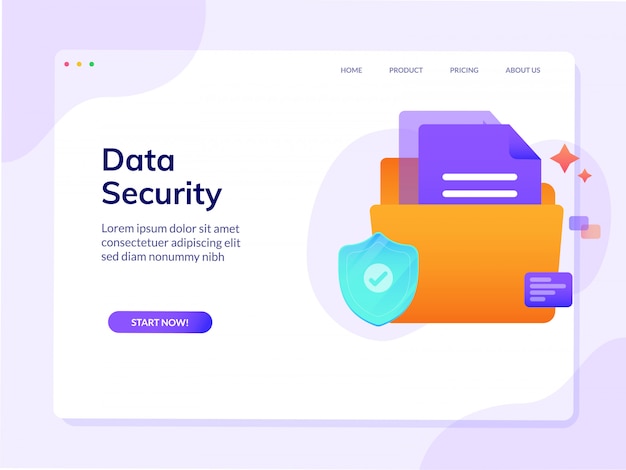 Datensicherheits-Website-Zielseiten-Vektor-Design-Schablone