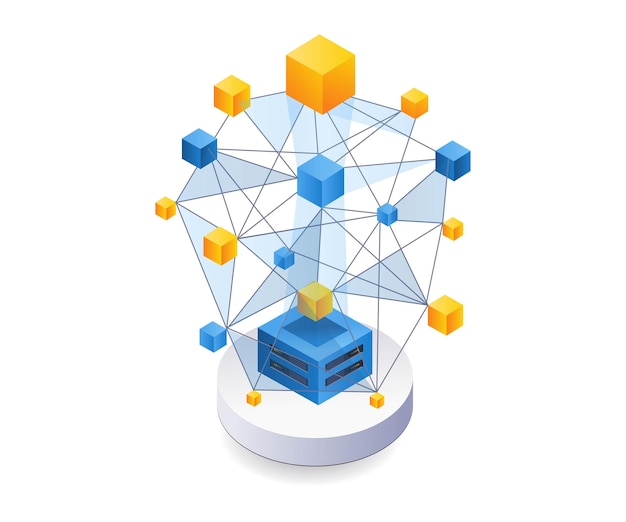 Vektor datentechnologie-serverbox-netzwerk