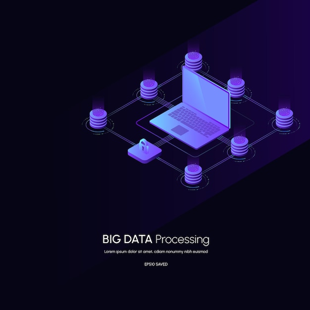 Datenvisualisierungskonzept Datenanalyseplattform 3D isometrische Vektorillustration