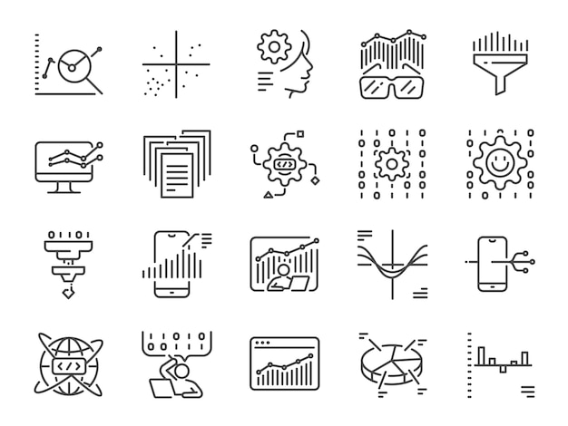 Vektor datenwissenschaft linie icon-set