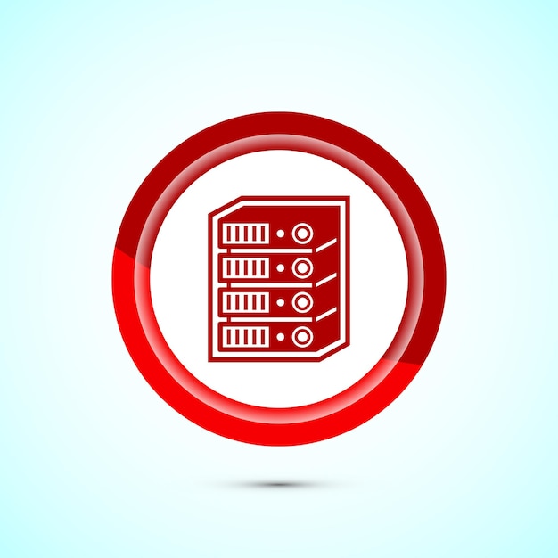Datenzentrum-Ikonen-Design-Illustration Computer-Server-Vektor-Icon Rotfarb-Tasten-Design