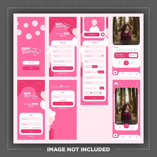 Vektor dating-app-ui-design-konzept