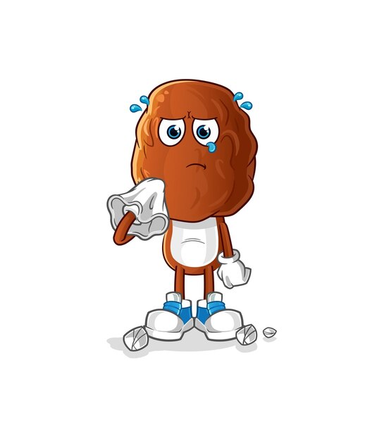 Dattel-Fruchtkopf-Cartoon-Schrei mit einem Gewebe-Cartoon-Maskottchen-Vektor