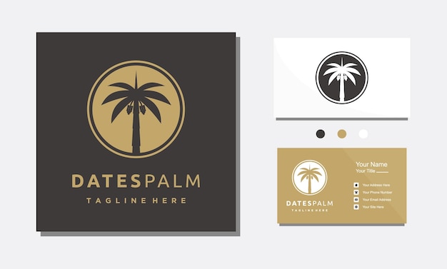 Dattelpalme minimalistischer gold-logo-design-ikonenvektor