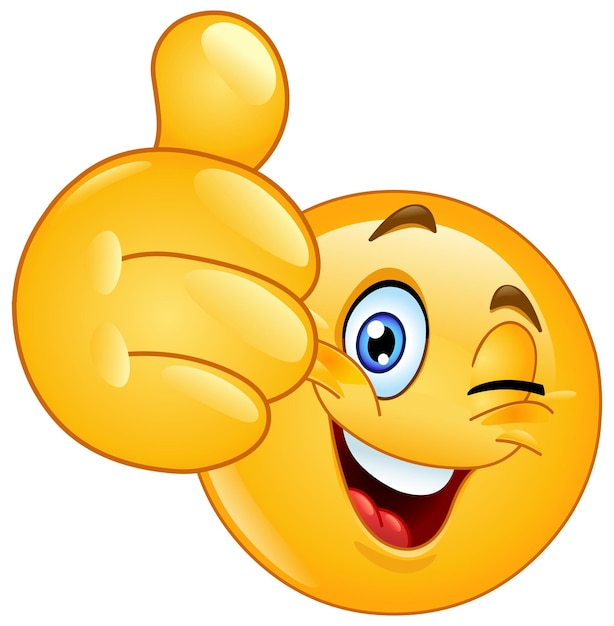 Daumen nach oben, Emoticon mit Augenzwinkern