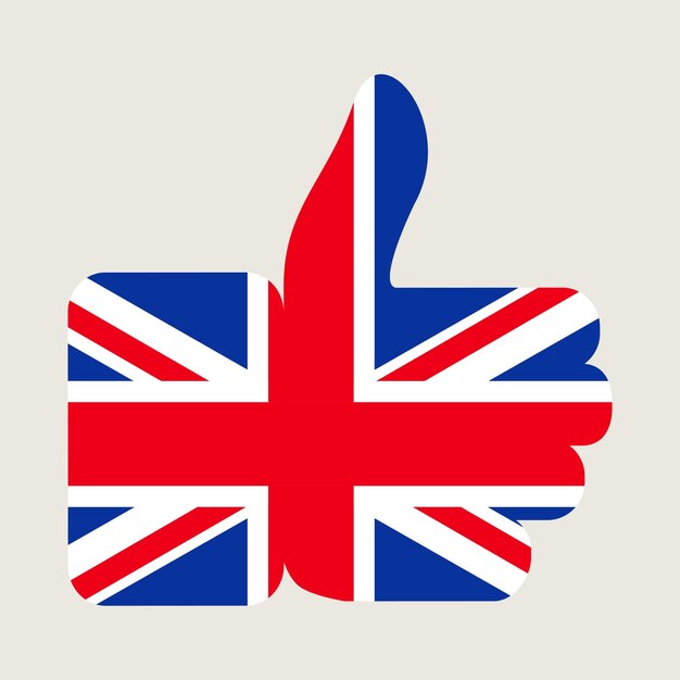 Daumen nach oben in den Farben der britischen Flagge
