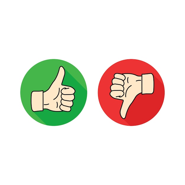 Daumen nach oben und Daumen nach unten Zeichen Designelemente für SMM-Werbemarketing ui ux und App Hinweisfingerzeichen nach oben und nach unten Vektorillustration