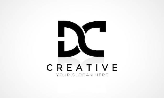 DC-Buchstaben-Logo-Design, Vektorvorlage, Alphabet-Anfangsbuchstabe DC-Logo-Design mit glänzender Reflexion, Geschäftsillustration