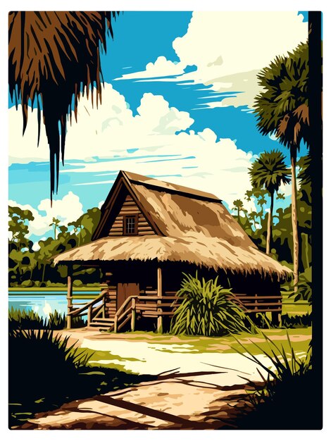 Vektor de leon springs state park florida vintage reiseposter souvenir postkarten porträtmalerei wpa