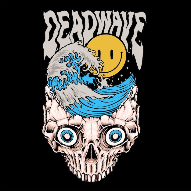 Deadwave-smiley mit wellen