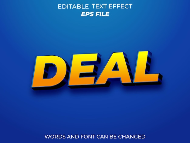 Deal-Text-Effekt-Schriftart bearbeitbare Typografie 3D-Textvektor-Vorlage