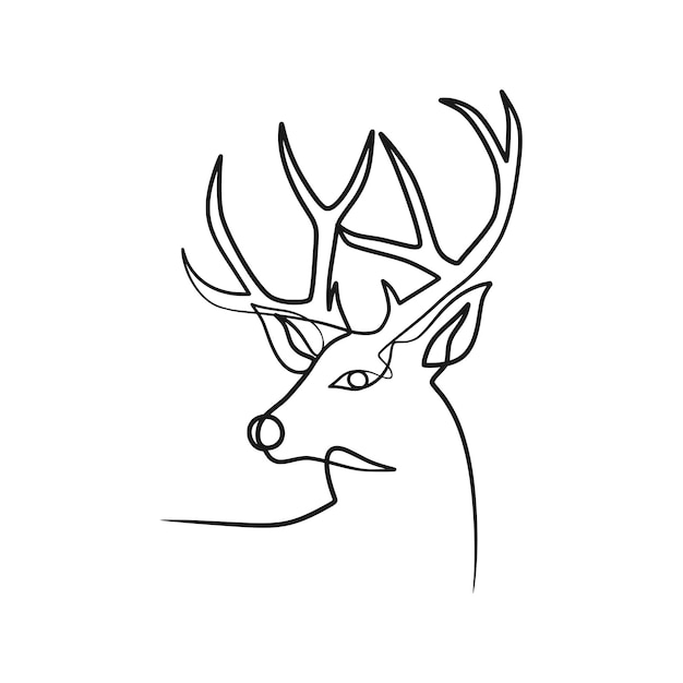 Deer continuous line art illustration deer one line art minimalismus