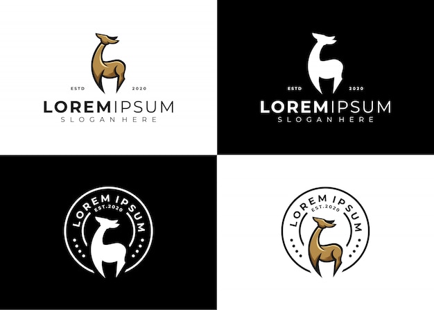 Deer emblem logo set kreativ