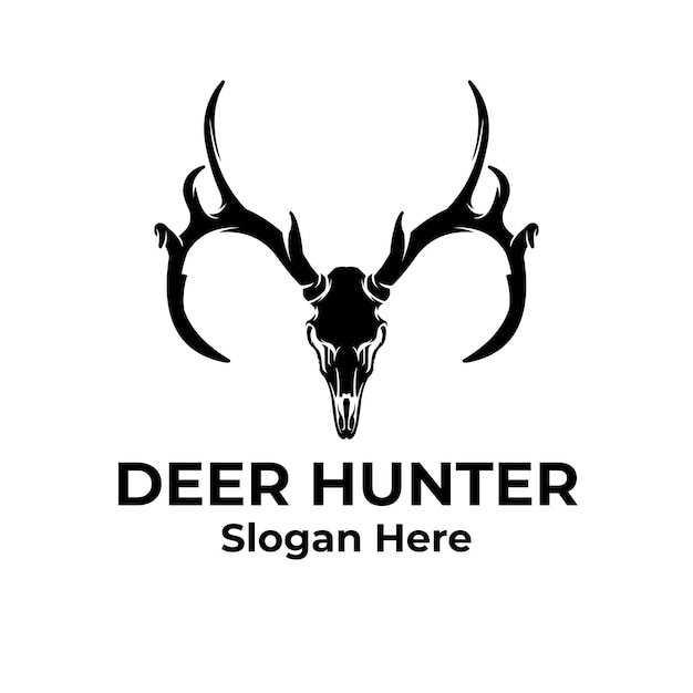 Vektor deer hunter flat logo firmenvektorvorlage