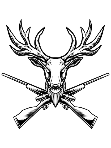 Vektor deer hunter logo strichzeichnungen