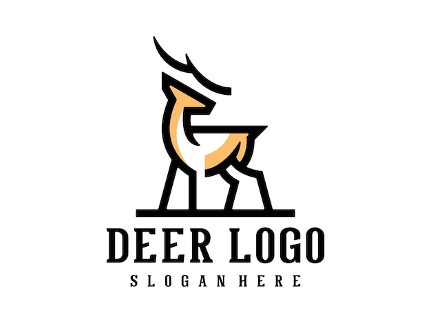 Deer stag premium bold line style logo illustration