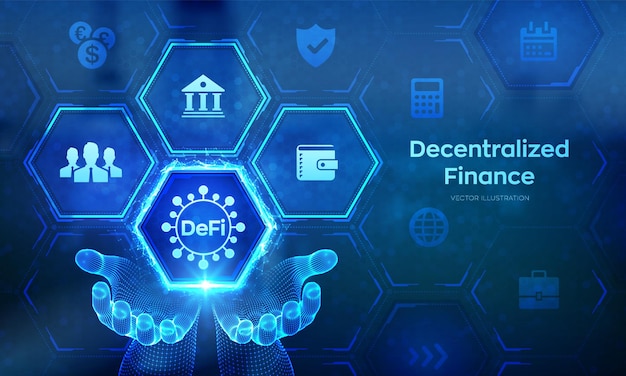DeFi Dezentralisierte Finanzen Blockchain dezentralisiertes Finanzsystem Geschäftstechnologie-Konzept