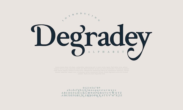 Degradey Premium Luxus elegantes Alphabet Buchstaben und Zahlen Elegante Hochzeits-Typographie Klassiker