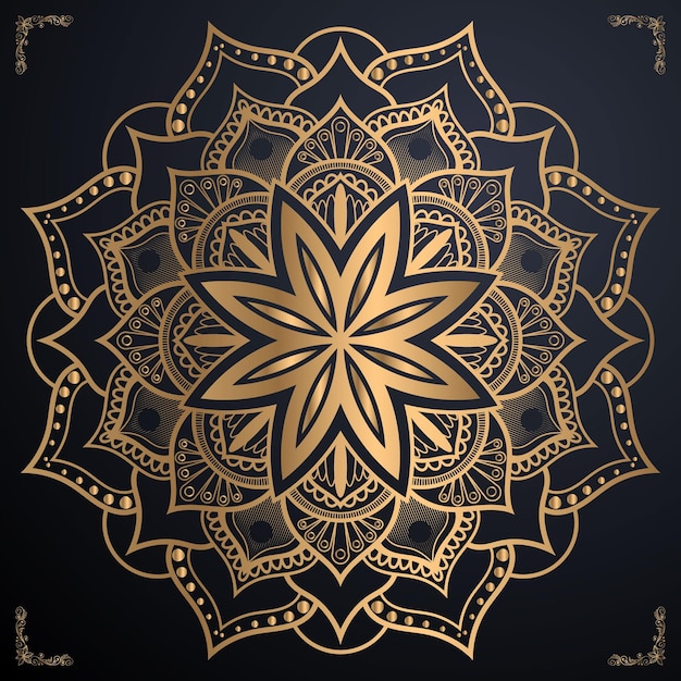 Vektor dekoration goldfarbenes luxus-mandala und vektor-datei-download