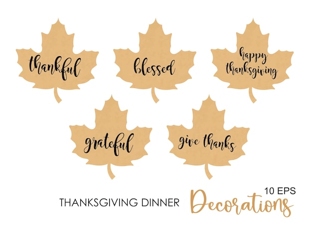 Dekorative ahornblätter und inschrift für die dekoration des thanksgiving-dinners