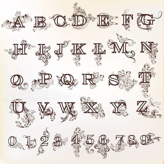 Vektor dekorative alphabet design