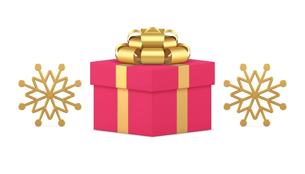 Dekorative Elemente der rosa quadratischen Weihnachtsgeschenkbox für festliche Feiertagsfeier 3d-Ikonenvektor