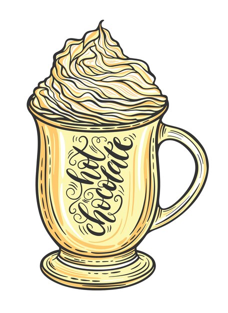 Vektor dekorative handgezeichnete doodle-vektorillustration heiße schokolade oder kaffee in einer tasse