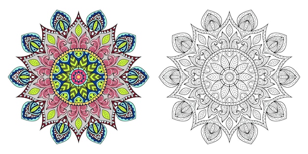 Vektor dekorative mandala-malbuch-seitenillustration