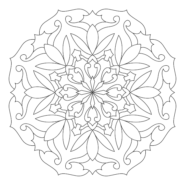 Dekorative Mandala-Malseite. Anti-Stress-Malbuchseite für Erwachsene. Schwarz-Weiß-Mandala