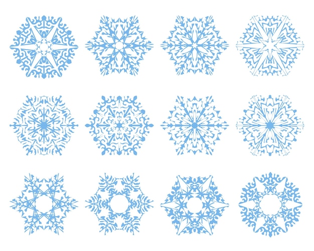 Dekorative Schneeflocken setzen Winterserie Cliparts Vektor