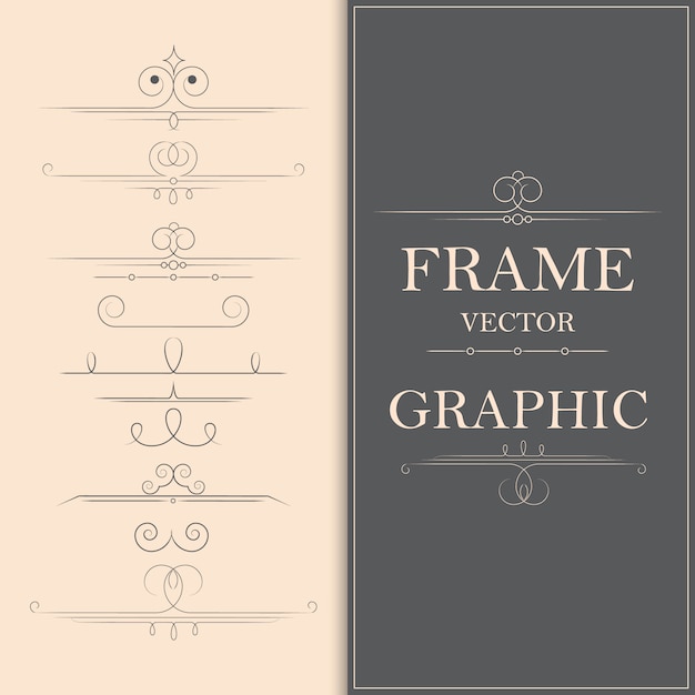 Dekorative vintage seitenteiler und kalligraphische wirbelverzierungen vektorelemente.