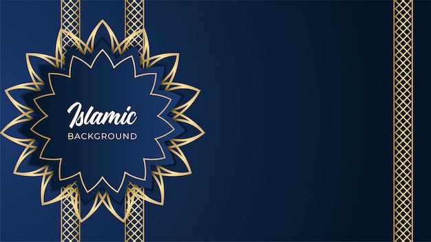 Vektor dekorativer arabischer blauer goldmuster-islamischer designhintergrund. ramadan kareem-hintergrund