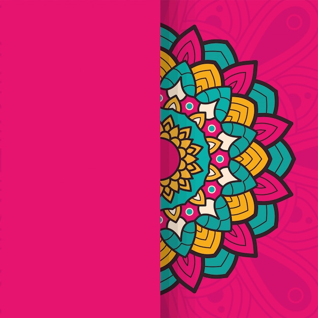 Dekorativer Blumenmandala-Rahmen auf Rosa