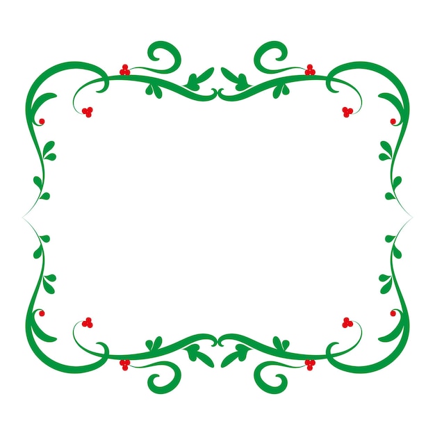 Dekorativer grüner Rahmen mit roten Beeren. Weihnachtsrahmen mit Platz für Text. Getrennt auf einem Weiß