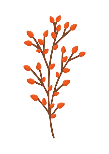 Dekorativer zweig mit roten ilex-beeren design für postkarten-plakat-anzeigen-dekorstoff und andere verwendungen vektorisolierte illustration eines zweigs für einen blumenstrauß