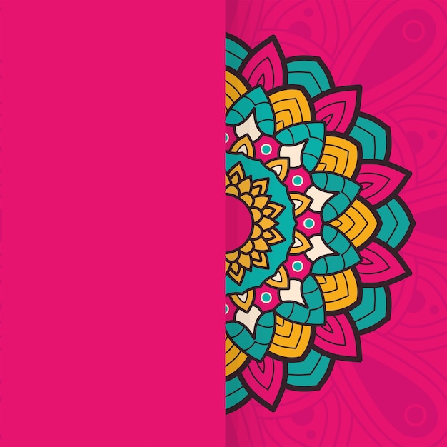 Dekoratives florales buntes halbes Mandala-Ethnizitätsillustrationsdesign