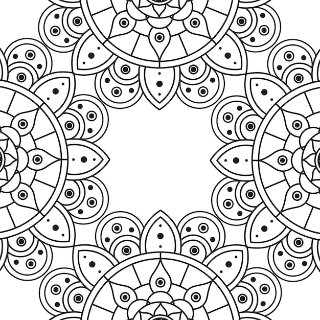 Dekoratives florales monochromes mandala-ethnizitätsrahmenvektorillustrationsdesign